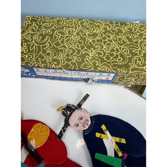 Set Of 8 Chinese Silk & Cardboard Immortal Ornaments Multicolor 5.5" With Box - Picture 5 of 8